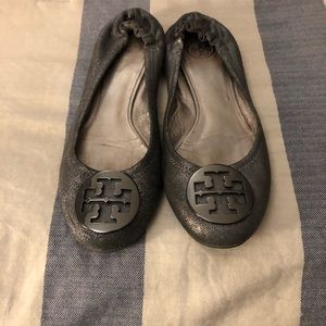 Dark Grey Shimmer Tory Burch Flats